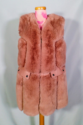 Copperose Faux Fur Pink Rose Supersoft Plush Womens Jacket Gillet Size L