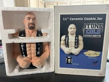 Vintage WWF Stone Cold Steve Austin Cookie Jar With Box Mint