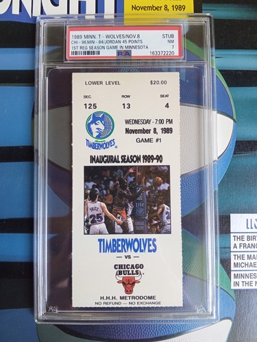 Rare MICHAEL JORDAN PSA 7 Ticket Stub 🔥 None Higher 🔥 Timberwolves First Game!