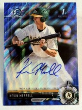 2017 Bowman Chrome 1st BLUE WAVE REFRACTOR AUTO Kevin Merrell 059/150