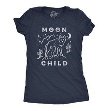 Womens Moon Child T Shirt Funny Desert Wolf Coyote Novelty Graphic Tee