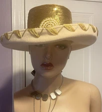 WHITTALL & SHON Breton Sequined Corded 100% Wool Hat Vintage Sm 6 7/8 NWT OS