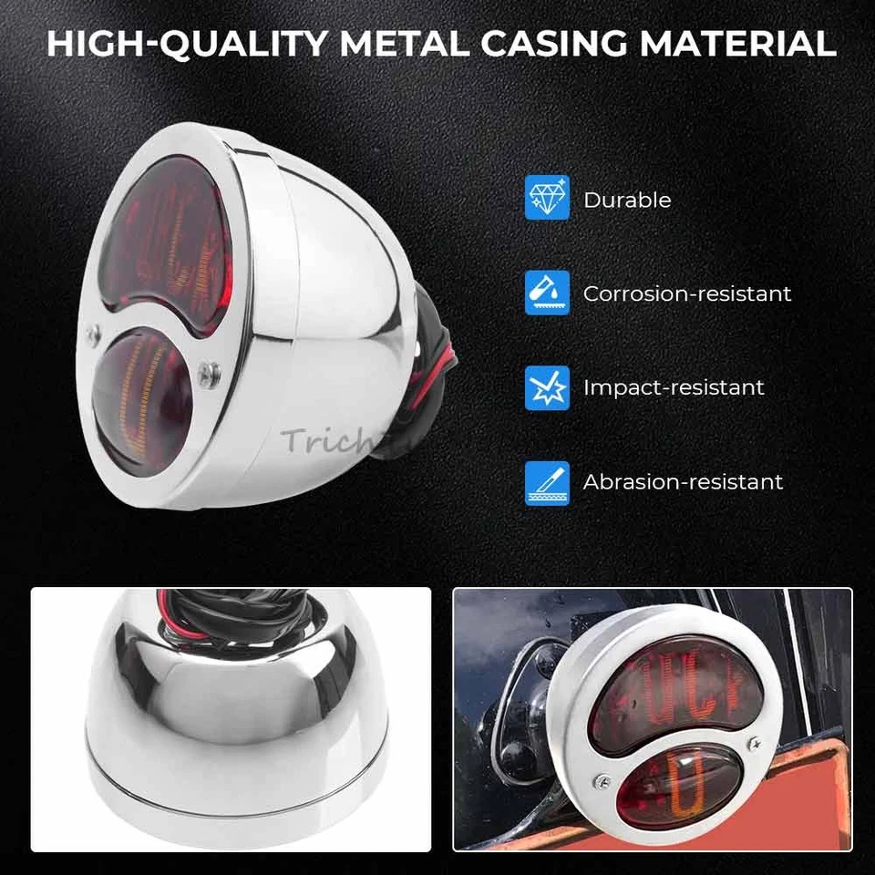 Luz trasera de freno doble lámpara cromada para Ford retro modelo A/AA 1928-1931 personalizada Foto 3 de 4