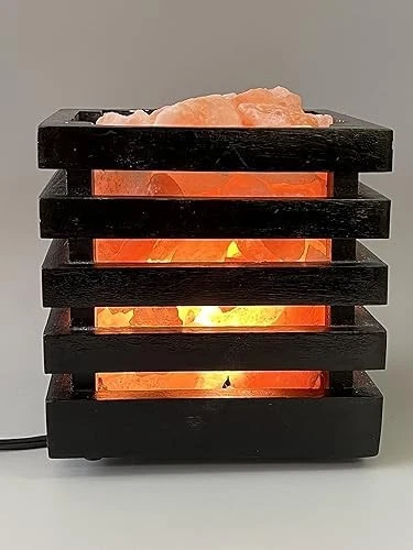 Himalayan Salt Lamp(Wooden Basket with Natural Chunks), Dimmable, Crystal Sal... - Image 3 of 4