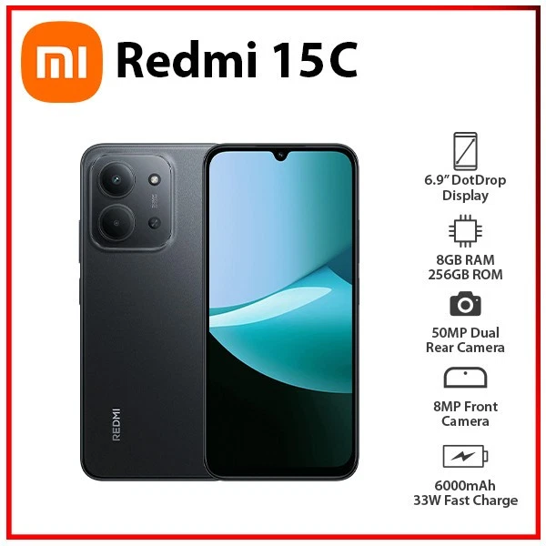 New) Xiaomi Redmi 15C 8GB+256GB 50MP NFC Dual SIM Android Mobile