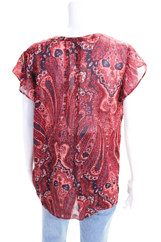 Blusa para mujer Joie con cuello en V mangas de seda floral talla L Foto 3 de 4