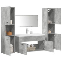 5-Teiliges BadmöBel-Set Betongrau Holzwerkstoff BadezimmermöBel