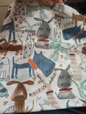 cotton quilting fabric pale blue Dogs paw prints 20" x 45" New