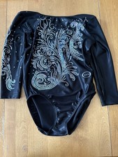 Ozone Black Gymnastics Jeweled Adult Small Competition Leotard Beautiful