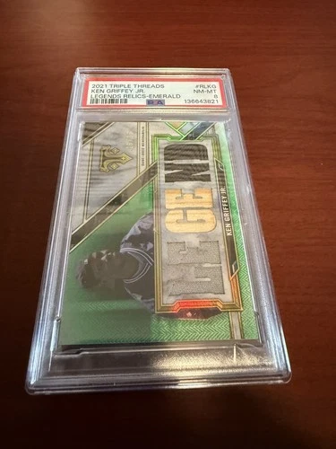 2021 Triple Threads Legends Relics Emerald #RLKG Ken Griffey Jr. #'d18/18. PSA 8