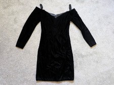 Vtg Jessica McClintock Gunne Sax Velvet Cold Shoulder Black Cocktail Dress 9/10
