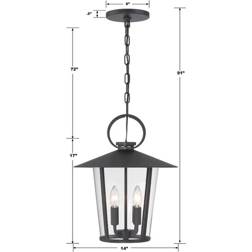 Crystorama AND-9204-CL-MK Andover Outdoor Pendant or Chandeller Matte Black - Picture 5 of 7