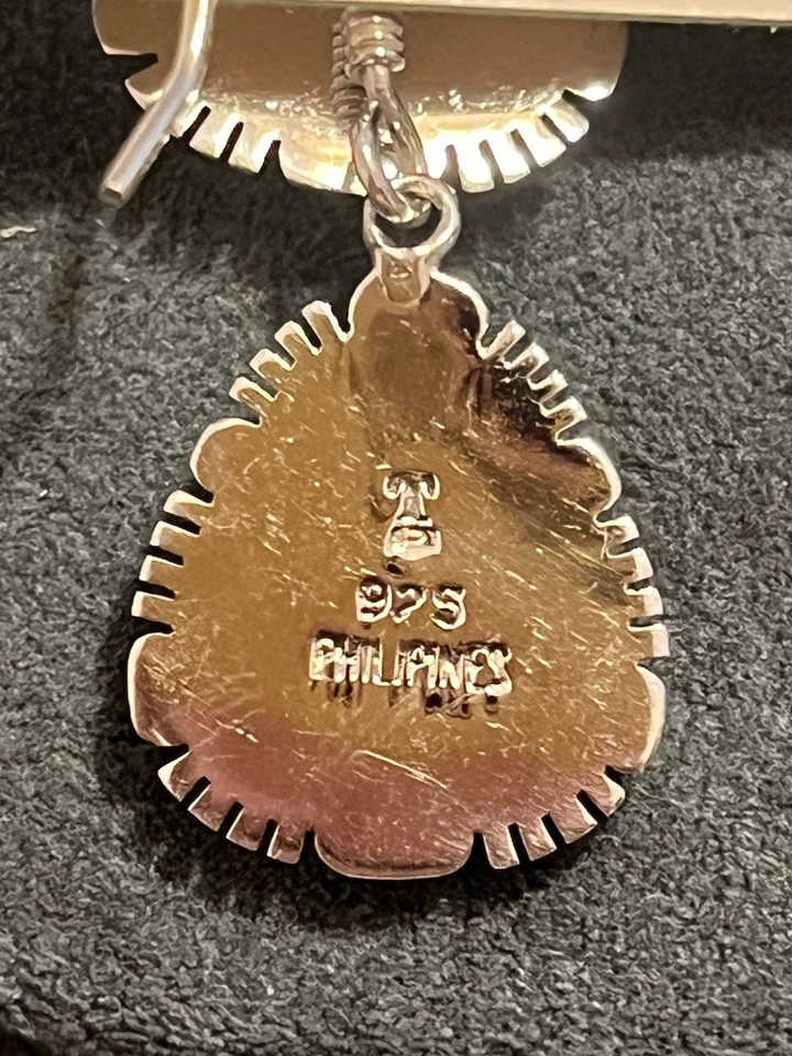 Juego de pendientes y collar de plata de ley turquesa verde 925 13 gramos Foto 4 de 4