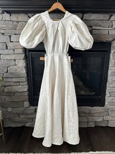 ASOS Bridal Sz 0 Dress Ivory Long Full Skirt Puffy Sleeve Sides Cut Out Wedding