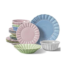 Dinnerware set, 16 Piece plates and bowls sets for 4, Ceramic Mordern dish se...