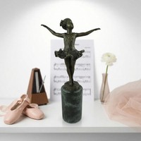Bronze Ballerina Figur Patiniert, Auf Marmorsockel, Hochwertig, H.32 Cm