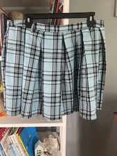 Hot Topic Plaid Skirt Grunge As If 90's Uniform Tartan Light blue XL