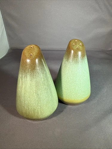 Vintage FRANKOMA Westwind Prairie Green Salt & Pepper Shakers Ada Oklahoma