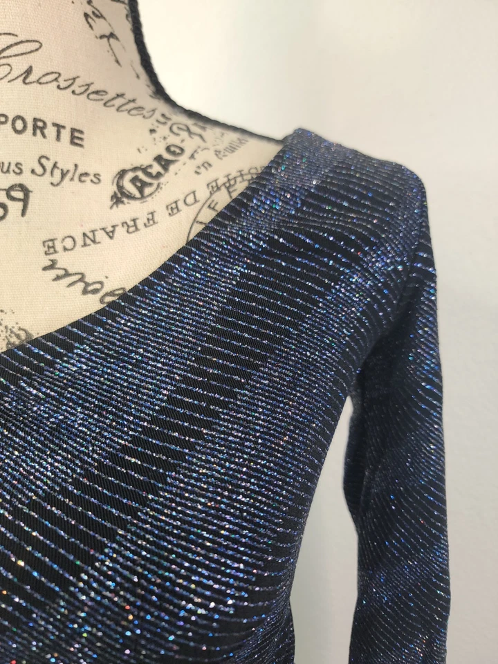 Mini Vestido Guess Marciano Los Angeles Un Hombro Talla S Negro Azul Ropa de Club Foto 4 de 4