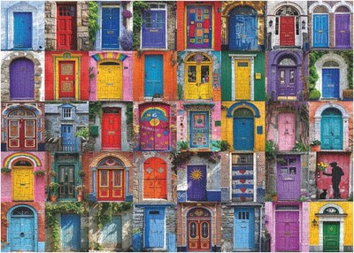 Colorful Door Puzzles for Adults 1000 Pieces, Vintage Unique Jigsaw Puzzle,