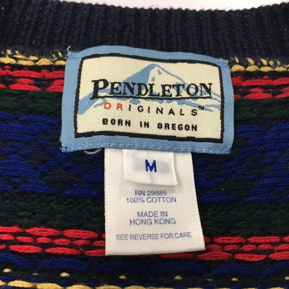 Chaleco Suéter Pendleton Para Mujer con Botones Talla Mediana Azul Rayas Años 90 Y2K De Colección HK Foto 4 de 4