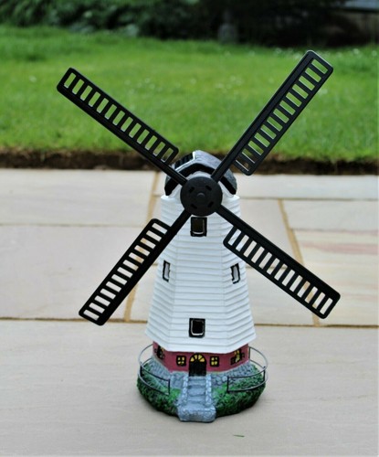 SOLAR GARDEN ORNAMENT LED POWERED WINDMILL LIGHT HOUSE OUTDOOR IN - Picture 7 of 7