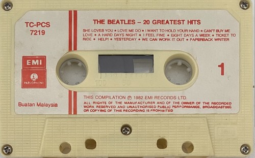 The Beatles 20 Greatest Hits Malaysian Cassette - Picture 4 of 5