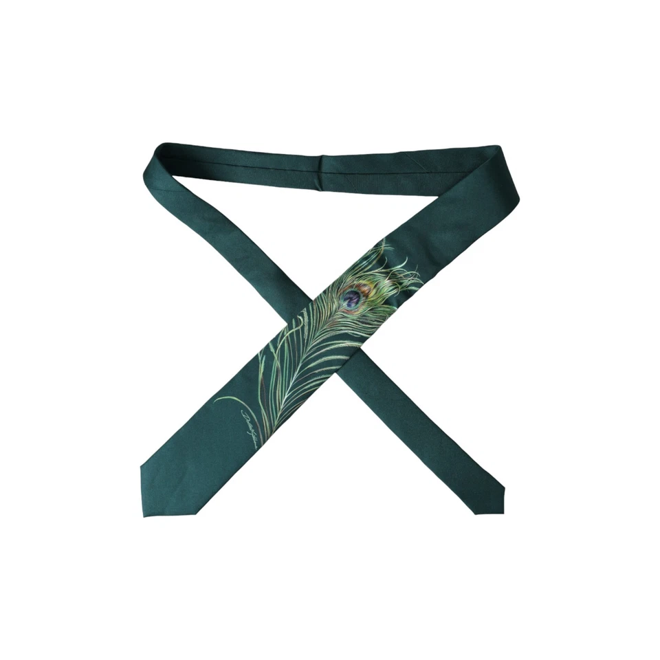 Corbata DOLCE & GABBANA verde estampada 100 % seda ajustable para hombre PVP 340usd Foto 3 de 4