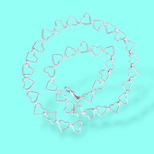 Vintage 37in Silver Tone Open Work Heart Link Belt