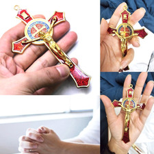Crucifijo crucifijo vintage de metal Jesús santo religioso tallado Cristo rojo