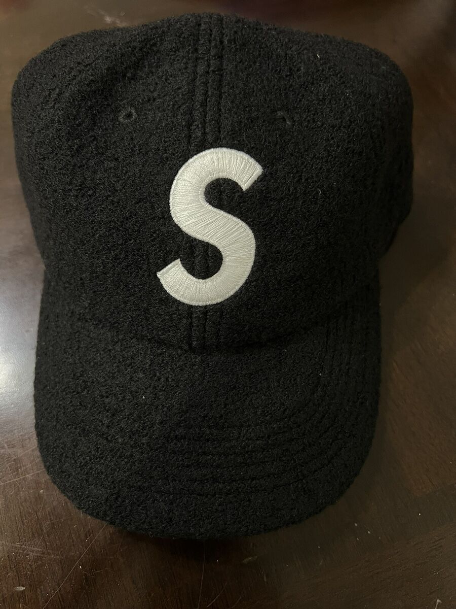 Supreme Boiled Wool S Logo 6-Panel Cap Hat Black FW22