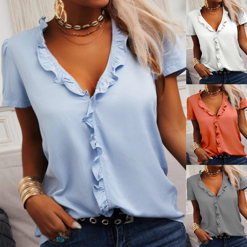 v neck casual tops