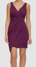 Guess Women's Purple V-Neck Asymmetrical Dress Size 14