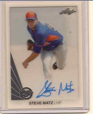 STEVEN MATZ 2015 LEAF 25TH ANNIVERSARY BASEBALL CLEAR ON CARD AUTO