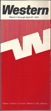 Western Airlines system timetable 3/1/74 [6031] Buy 4+ save 25%