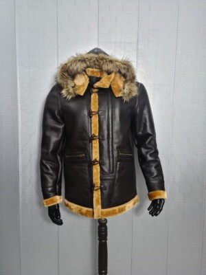 B7 Parka Flight Black Genuine Sheepskin Leather Coat Jacket