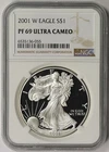 2001-W American Silver Eagle $1 Proof PF 69 Ultra Cameo NGC