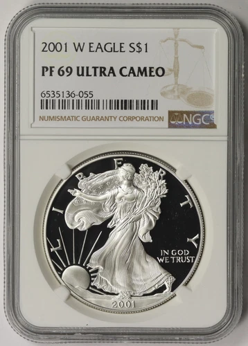 2001-W American Silver Eagle $1 Proof PF 69 Ultra Cameo NGC