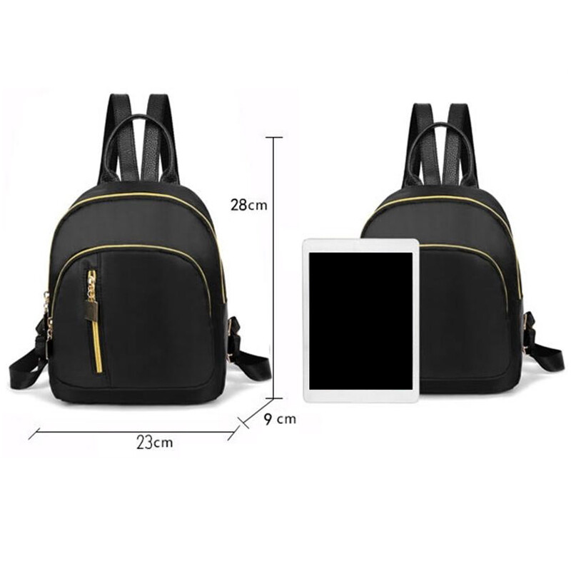 Womens Small Black Backpack Lightweight Waterproof Nylon Rucksack