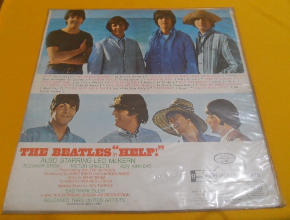 The Beatles Help 1965 Odeon OLP-474 Mono Rainbow Plastic Cover (Venezuela)