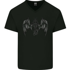Serpent Dragon Gothic Fantasy Heavy Metal Mens V-Neck Cotton T-Shirt