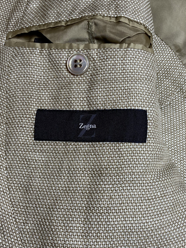 Z Zegna Beige Linen & Wool-Like Blend Blazer – Fair Condition with Fabric Wear - Picture 11 of 22