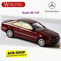 Mercedes Benz Clk Coupe 2002-05 C209 Titanit Rot Metallic 1:87 Wiking 221 01