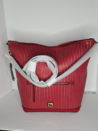 DO0NEY & BOURKE LARGE RED LEATHER WOVEN HOBO BAG PURSE HANDBAG NEW