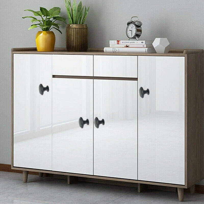 12 Pcs Door Knobs Black Alloy Cabinet Pulls Handles For Cupboard Drawer Kitchen