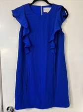 Charles Henry Blue Ruffle Shift Dress Blush Size Small Lined