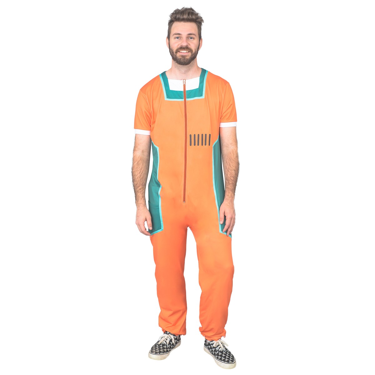 Adult Hallowee Costume Prison Rick Zip Up Jumpsuit