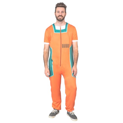 Adult Hallowee Costume Prison Rick Zip Up Jumpsuit - 第 1/9 張圖片