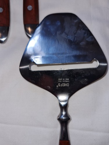 5pc Chefs Bistro Style Brown/Woodgrain Stainless Cheese Knife Pick Butter Fork - Picture 8 of 8