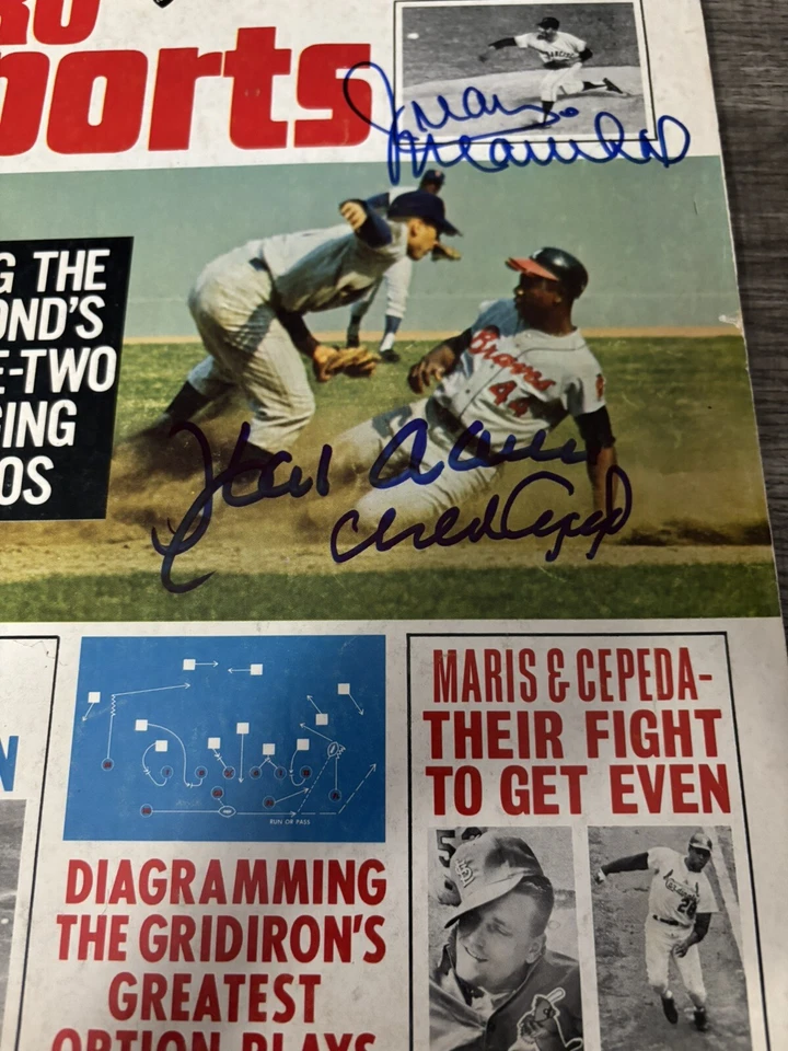 Hank Aaron Orlando Cepeda Juan Marichal Signed 1967 Pro Sports Magazine BECKETT - Image 2 of 4